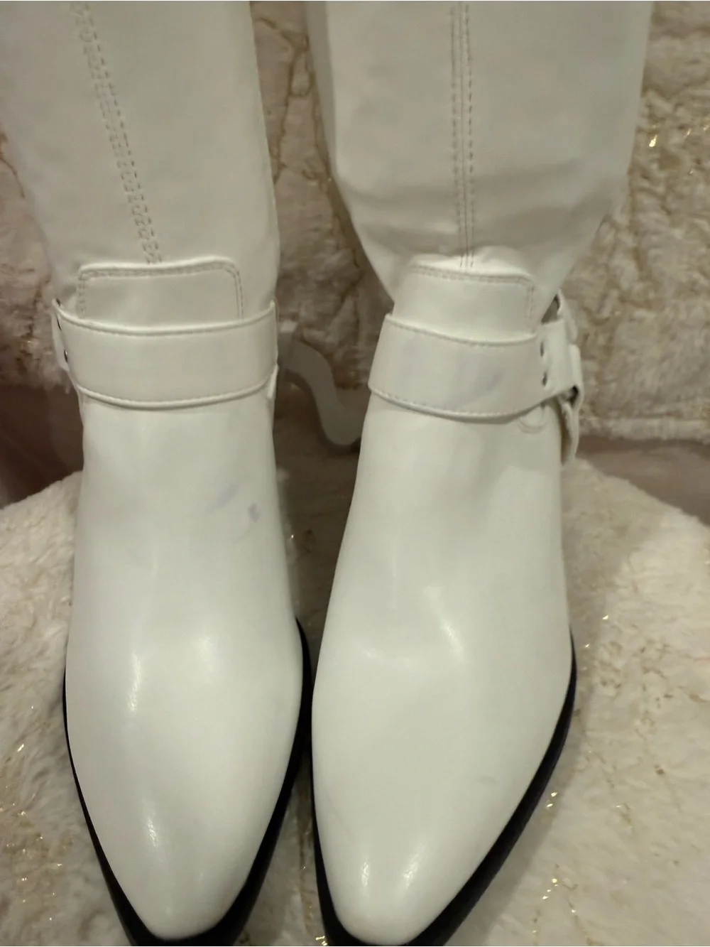 White Pointed Over-the-Knee Women's Boots